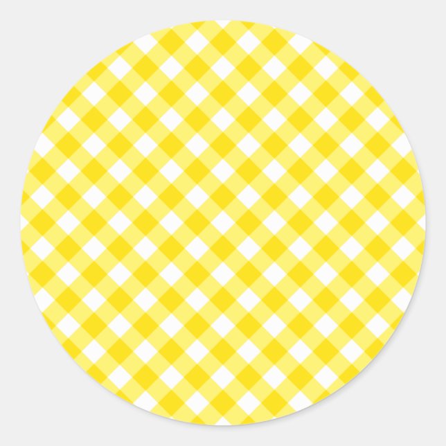 Sticker Rond Citron jaune En vichy Motif (Devant)