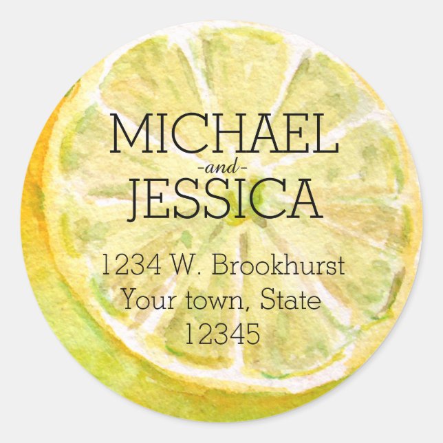 Sticker Rond Citron jaune personnalisé (Devant)