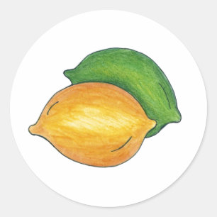 Sticker Rond Citron Lime Citrus Fruits Fruits Alimentation Frui