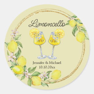 Sticker Rond citron limoncello aquarelle cocktail mariage 