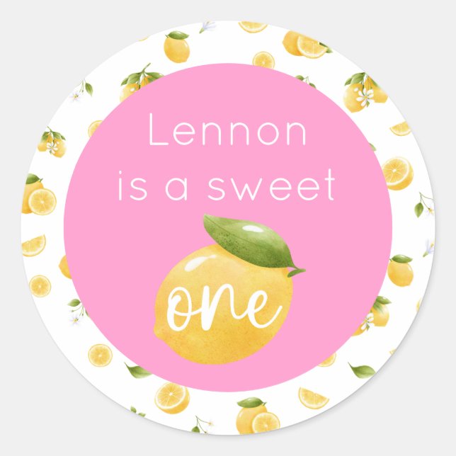 Sticker Rond Citron sucré Un 1er anniversaire (Devant)