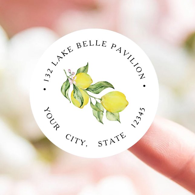 Sticker Rond Citrons d'été Adresse de retour (Créateur téléchargé)