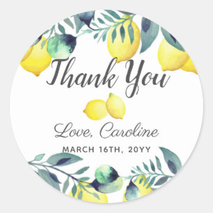 Sticker Rond Citrons d'été et Eucalyptus Fête de mariage lumine