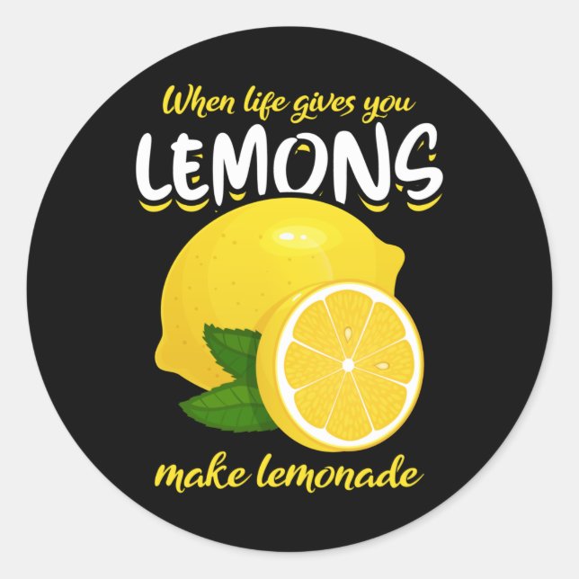 Sticker Rond Citrons Drôle Dit Faire De La Lemonade (Devant)
