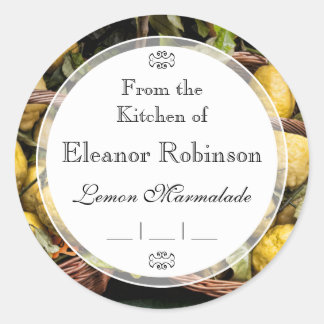 Sticker Rond Citrons italiens élégants dans un panier