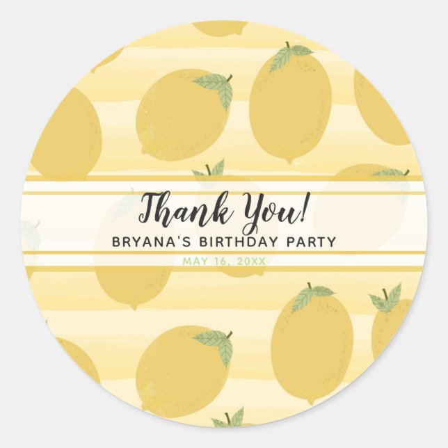 Sticker Rond Citrons jaunes Aquarelle Fruit été Fruit Frappe Fa (Devant)