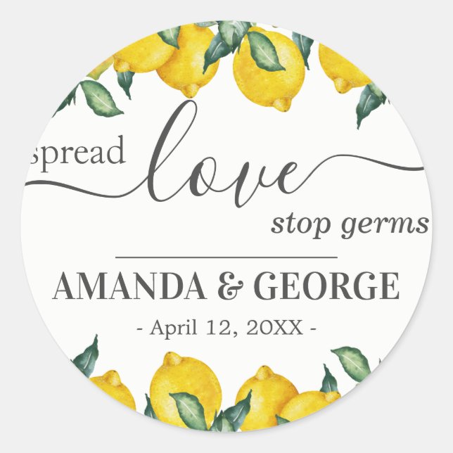 Sticker Rond Citrons propagent l'amour Cadeau de mariage Favori (Devant)