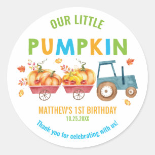 Sticker Rond Citrouille 1er Anniversaire Récolte Camion Favoris