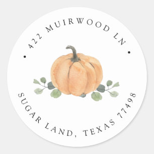 Sticker Rond Citrouille aquarelle Automne