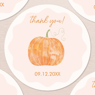 Sticker Rond Citrouille Automne Automne Merci Date