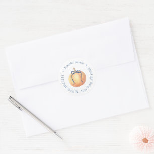 Sticker Rond Citrouille Automne Avec Baby shower Bow Adresse de