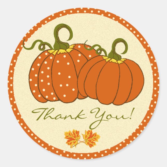Sticker Rond Citrouille automne Merci d'automne (Devant)