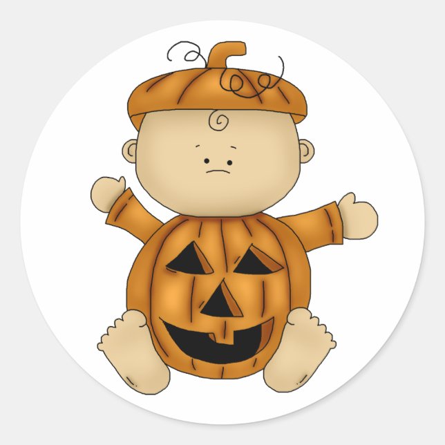 Sticker Rond Citrouille bébé d'Halloween (Devant)