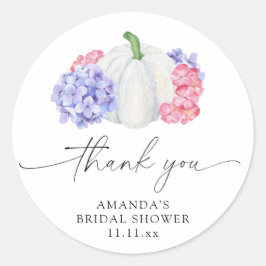 Sticker Rond Citrouille blanc et fleurs d'hydrangée douche nupt