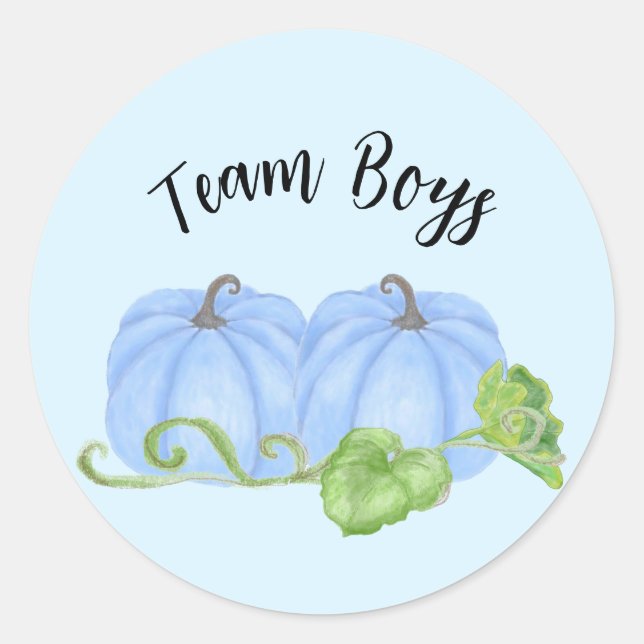Sticker Rond Citrouille bleu double sexe révéler Team Boys (Devant)