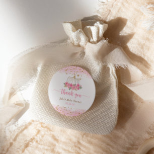 Sticker Rond Citrouille Blush rose or bébé fille Douche Favoris