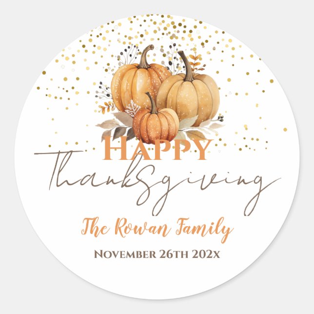 Sticker Rond Citrouille bon thanksgiving (Devant)