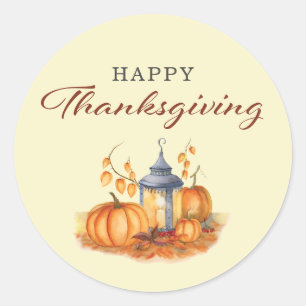Sticker Rond Citrouille bon thanksgiving