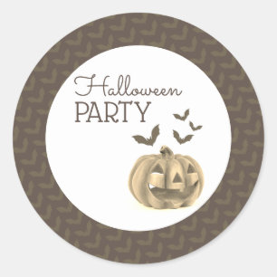 Sticker Rond Citrouille & chauves-souris, fête d'Halloween