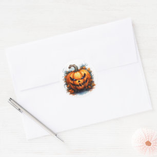 Sticker Rond Citrouille Creepy Jack-O-Lanterne
