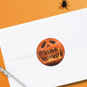 Sticker Rond Citrouille Creepy Jack o'lantern Halloween