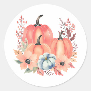Sticker Rond Citrouille d'aquarelle de automne Boho