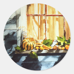 Sticker Rond Citrouille d'automne