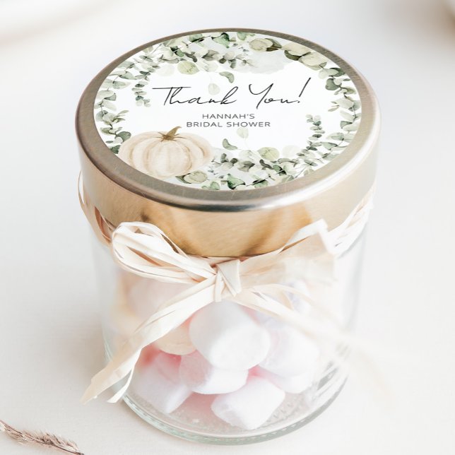 Sticker Rond Citrouille d'automne Fête des mariées Eucalyptus (Créateur téléchargé)