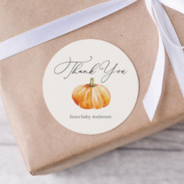 Sticker Rond Citrouille d'automne orange Merci