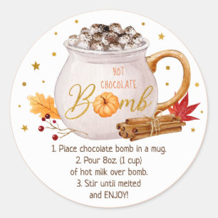 Sticker Rond Citrouille d'automne Thanksgiving Hot Chocolat Bom