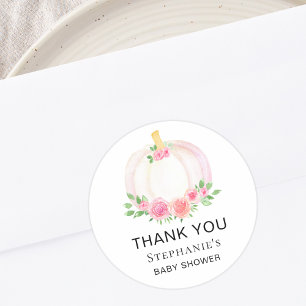 Sticker Rond Citrouille de automne Floral Girl's Baby shower Me