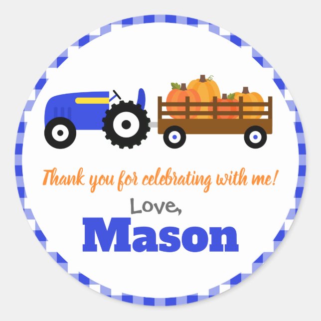 Sticker Rond Citrouille de camion citrouille Patch - Blue Tract (Devant)