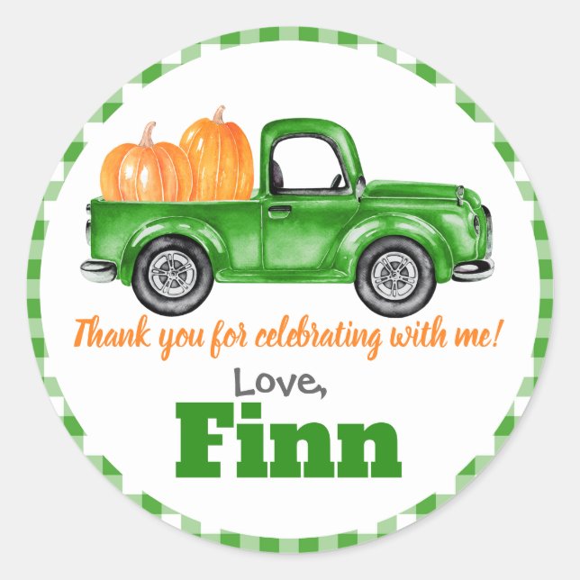 Sticker Rond Citrouille de camion citrouille Patch - Green Truc (Devant)