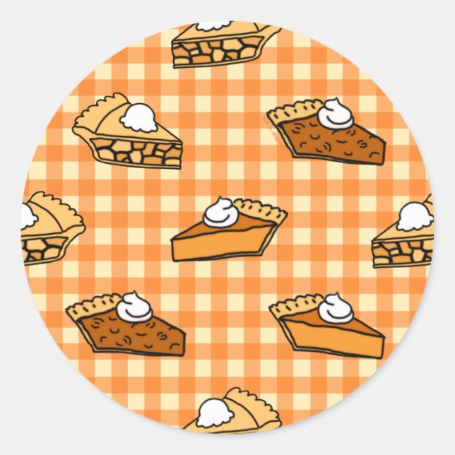 Sticker Rond Citrouille de pomme de automne et Motif de tarte d (Devant)