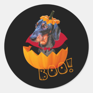 Sticker Rond Citrouille de saucisse d'Halloween