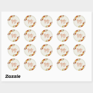 Sticker Rond Citrouille de Thanksgiving & Automne