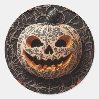 Sticker Rond Citrouille d'Halloween