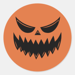 Sticker Rond Citrouille d'Halloween éffrayant automne