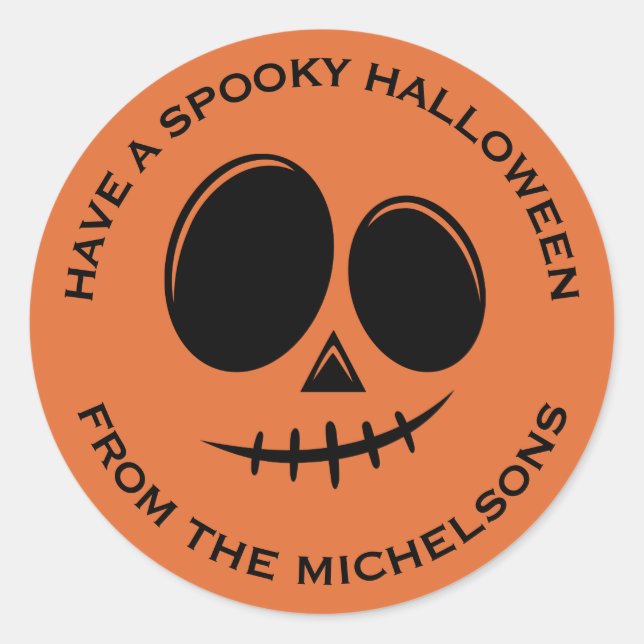 Sticker Rond Citrouille d'Halloween éffrayant automne (Devant)
