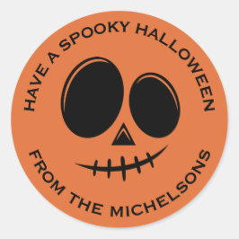 Sticker Rond Citrouille d'Halloween éffrayant automne