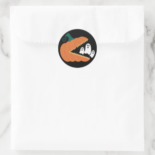 Sticker Rond Citrouille d'Halloween Garçons Enfants Drôles Fant