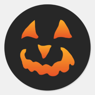 Sticker Rond Citrouille d'Halloween orange et noire