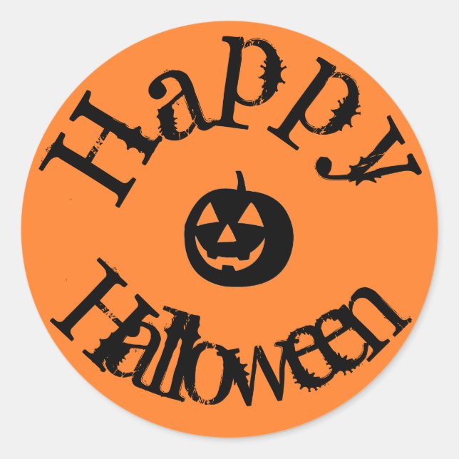 Sticker Rond Citrouille d'Halloween Orange moderne (Devant)