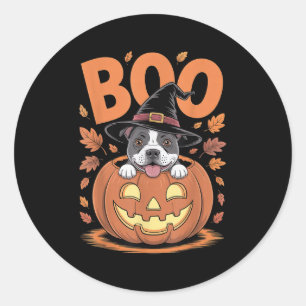 Sticker Rond Citrouille du costume de Staffy Halloween Stafford