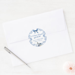 Sticker Rond Citrouille Dusty Blue Whimsical Baby shower floral
