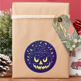 Sticker Rond Citrouille Éffrayant Halloween Purple Jack-o'-lant