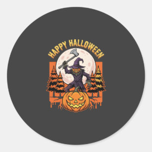 Sticker Rond Citrouille effrayante pour Halloween Vector
