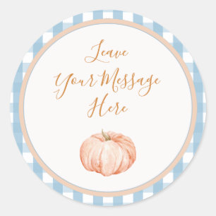 Sticker Rond Citrouille En vichy Anniversaire Aimez votre messa