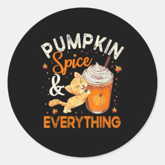 Sticker Rond Citrouille épice Tout Chemise Amoureux des chats m
