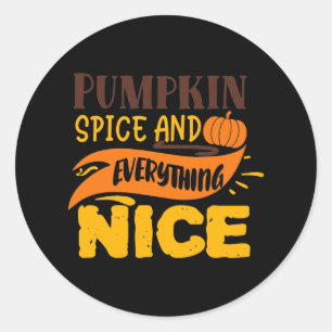 Sticker Rond Citrouille épices tout beau mot d'automne art